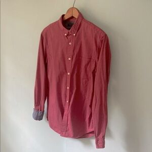 Banana Republic chambray Red Casual contrast Button Down Shirt Long Sleeve Men S
